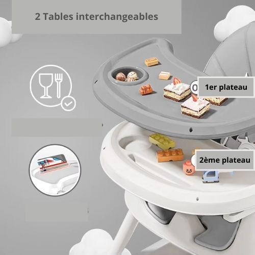 Chaise Haute bébé pliante antidérapante avec Jouet - MAMAN ET MINI