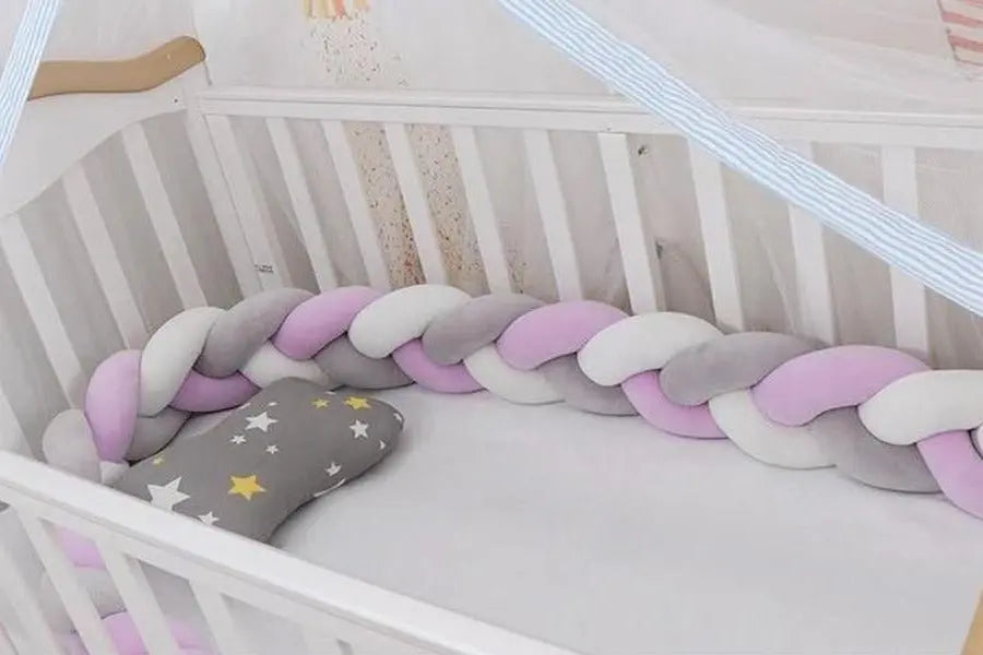 Tour de Lit Tressé Blanc Gris Violet - MAMAN ET MINI