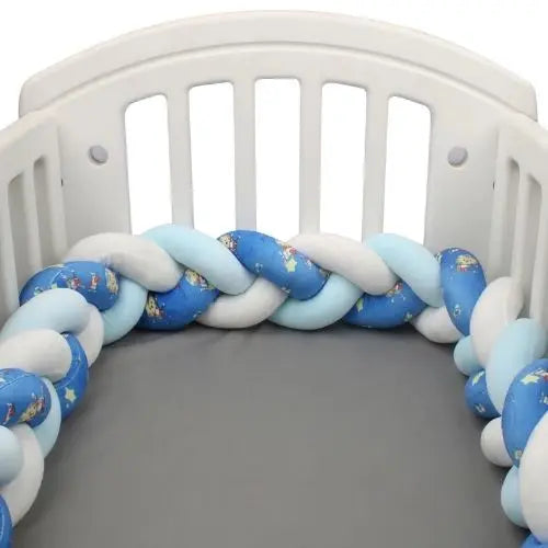 Tour de lit Tressé Animaux - Bleu et Vert - MAMAN ET MINI