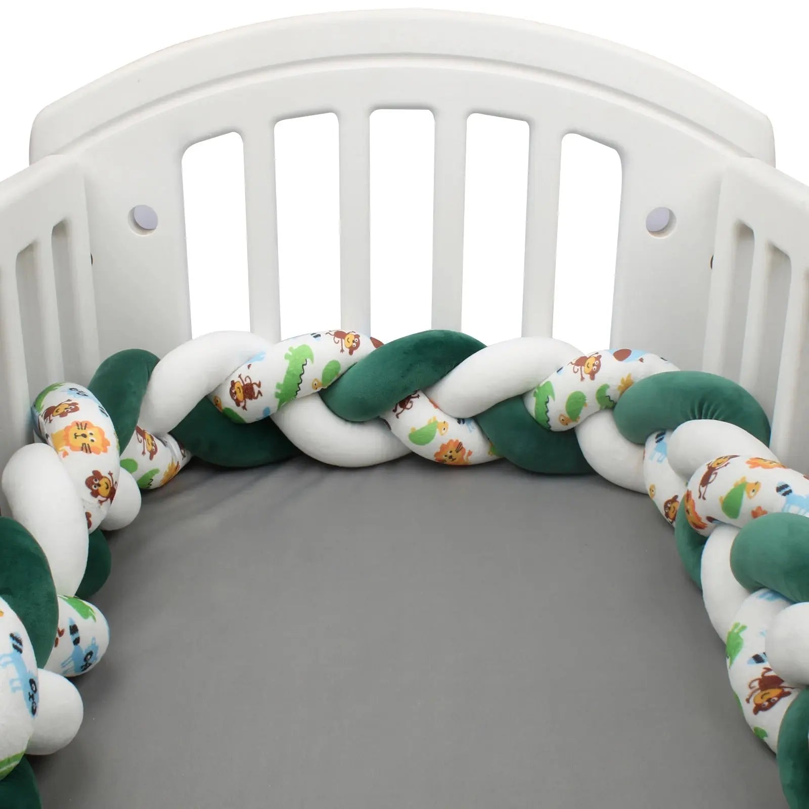 Tour de lit Tressé Animaux - Bleu et Vert - MAMAN ET MINI