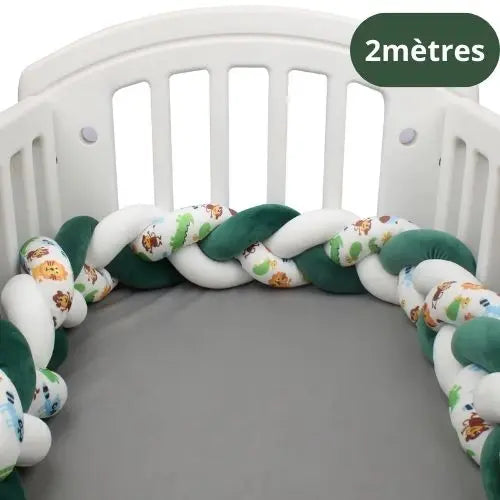Tour de lit Tressé Animaux - Bleu et Vert - MAMAN ET MINI