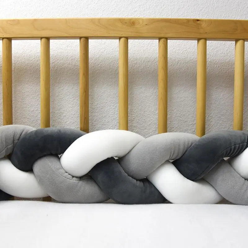 Tour de lit tressé Noir Gris Blanc - MAMAN ET MINI