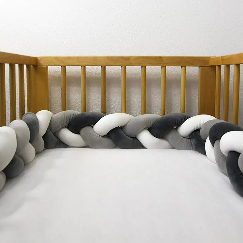 Tour de lit tressé Noir Gris Blanc - MAMAN ET MINI