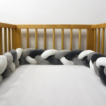 Tour de lit tressé Noir Gris Blanc - MAMAN ET MINI