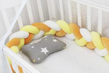 Tour de lit tressé Jaune Moutarde Blanc