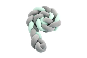 Tour de lit tressé menthe et gris