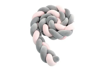 Tour de lit tressé rose et gris - MAMAN ET MINI